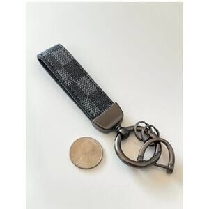 Gray Checkered Pattern Keychains Black Hardware New
